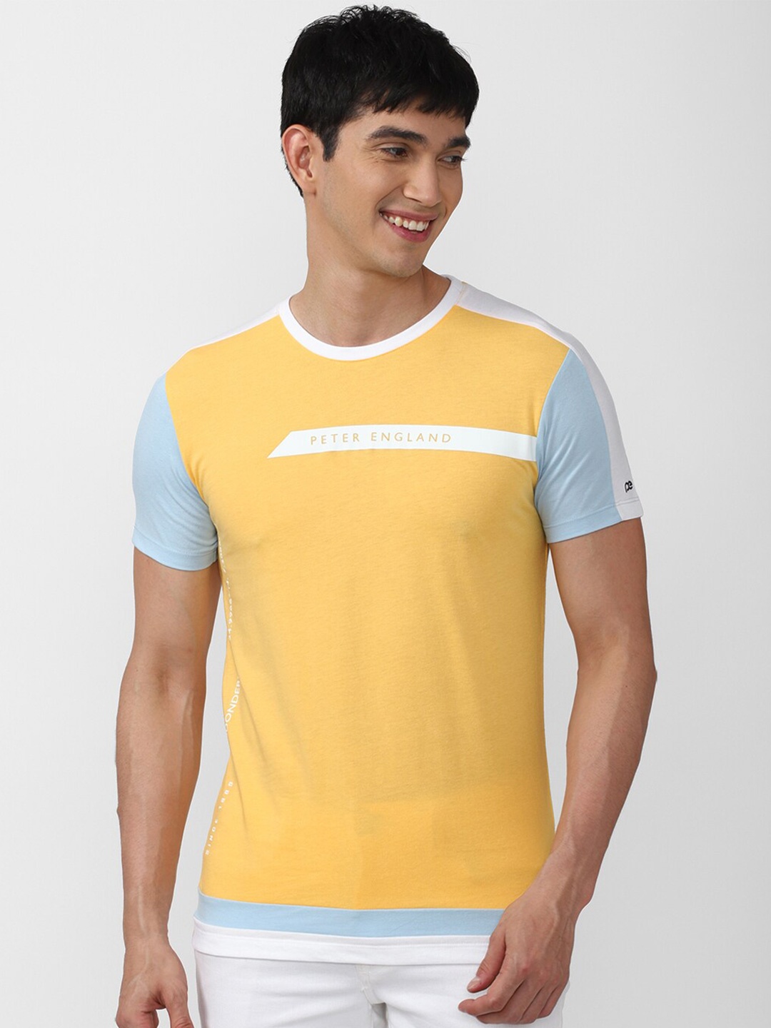 

Peter England Casuals Men Slim Fit T-shirt, Yellow