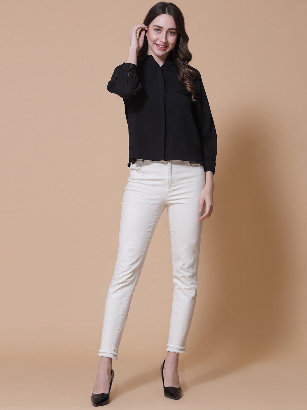 

HOUSE OF KKARMA Sheer Casual Regular Fit Shirt, Black