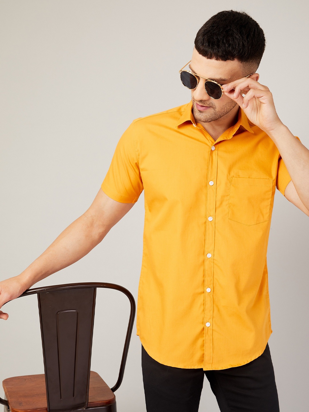 

LOUIS MONARCH Comfort Slim Fit Cotton Casual Shirt, Yellow