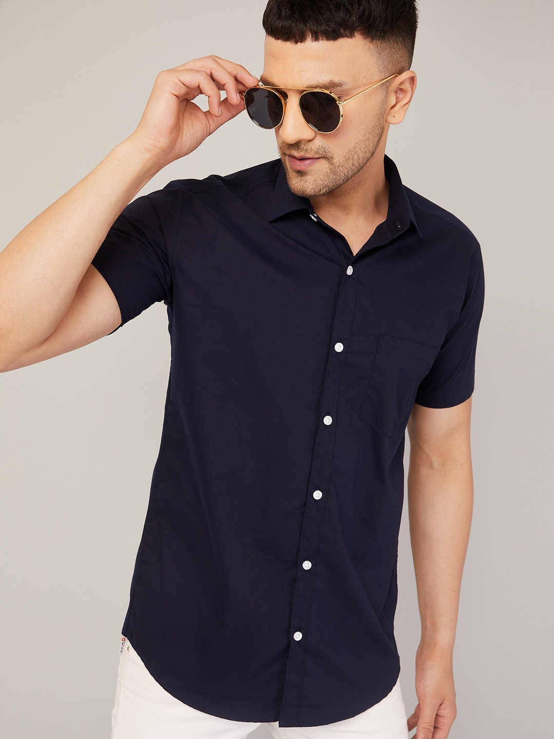 

LOUIS MONARCH Comfort Slim Fit Cotton Casual Shirt, Navy blue