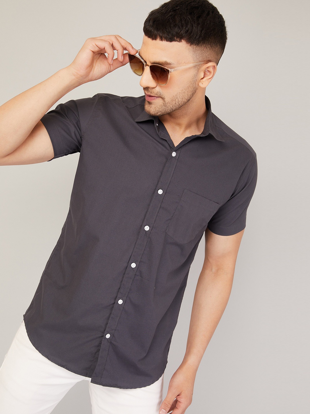 

LOUIS MONARCH Comfort Slim Fit Cotton Casual Shirt, Grey