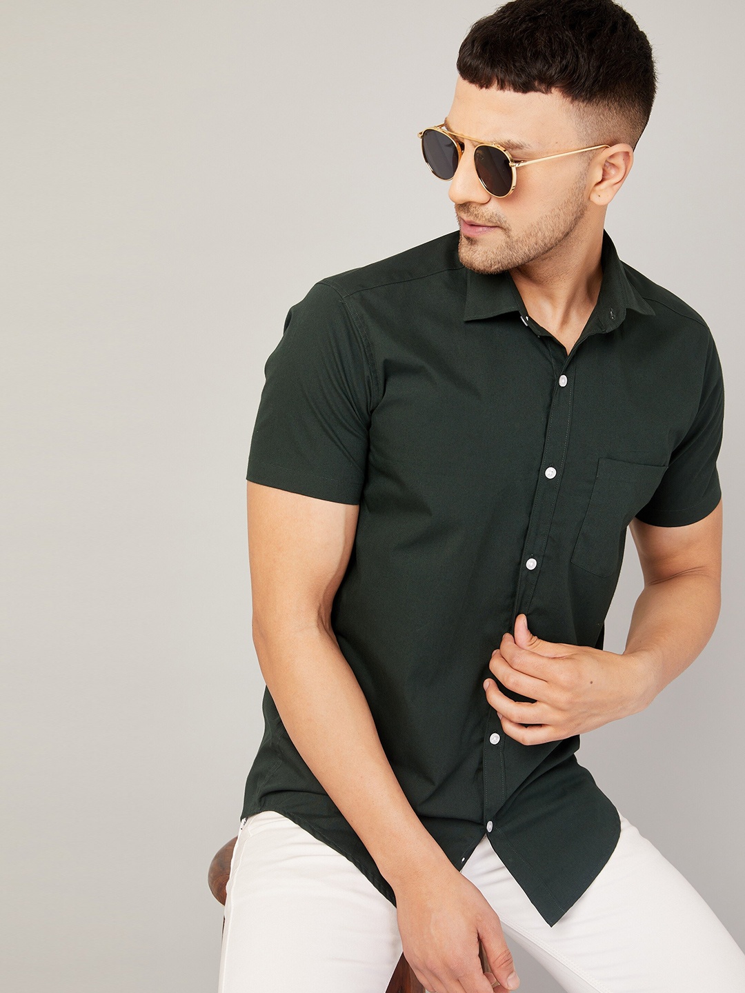 

LOUIS MONARCH Comfort Slim Fit Cotton Casual Shirt, Green