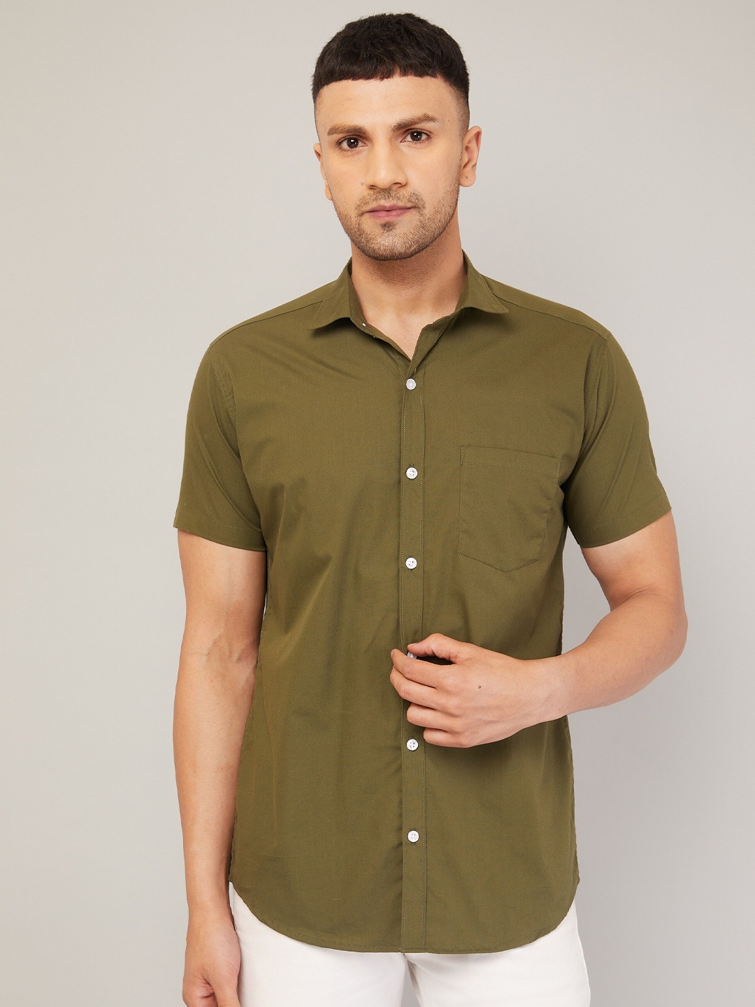 

LOUIS MONARCH Comfort Slim Fit Cotton Casual Shirt, Green