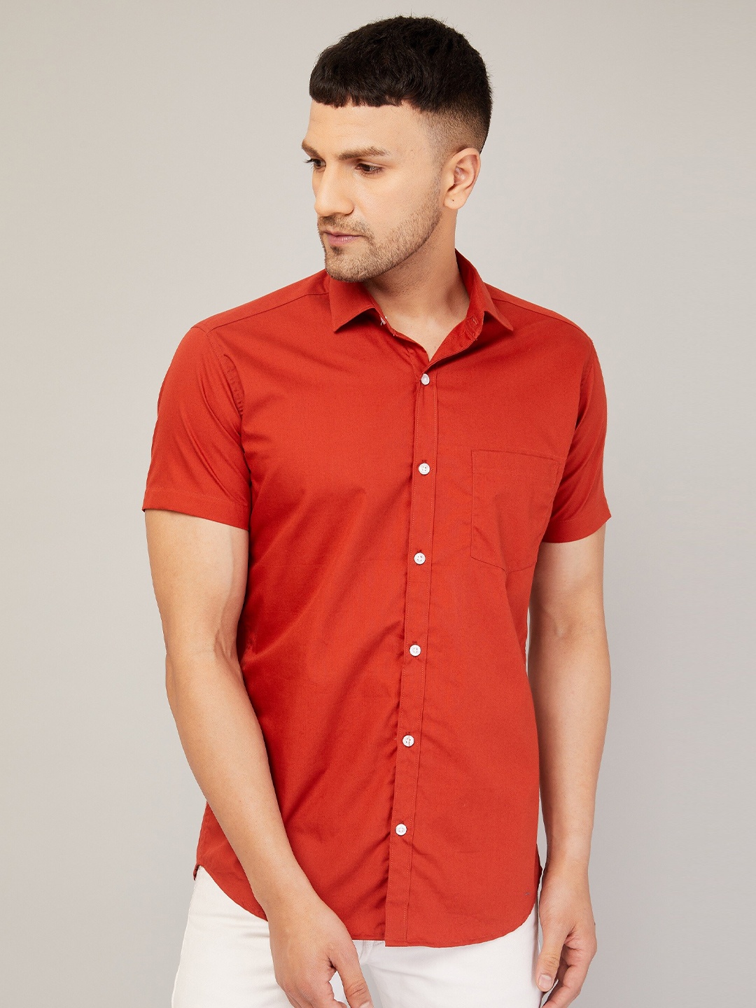 

LOUIS MONARCH Comfort Slim Fit Cotton Casual Shirt, Red