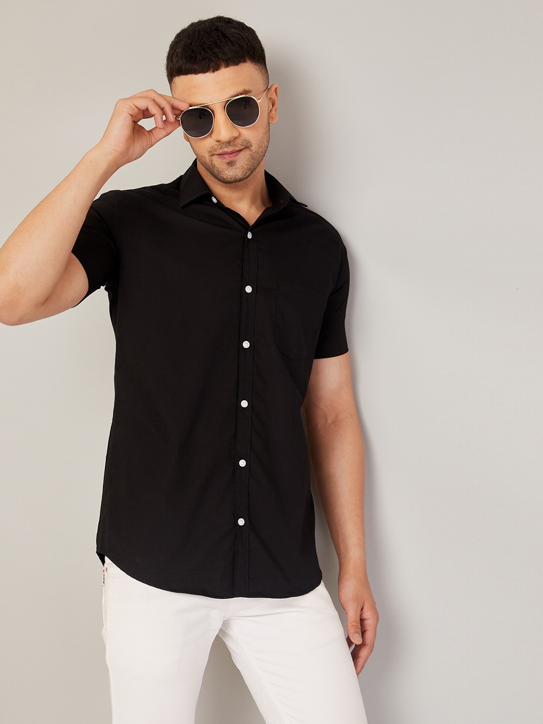 

LOUIS MONARCH Comfort Slim Fit Cotton Casual Shirt, Black