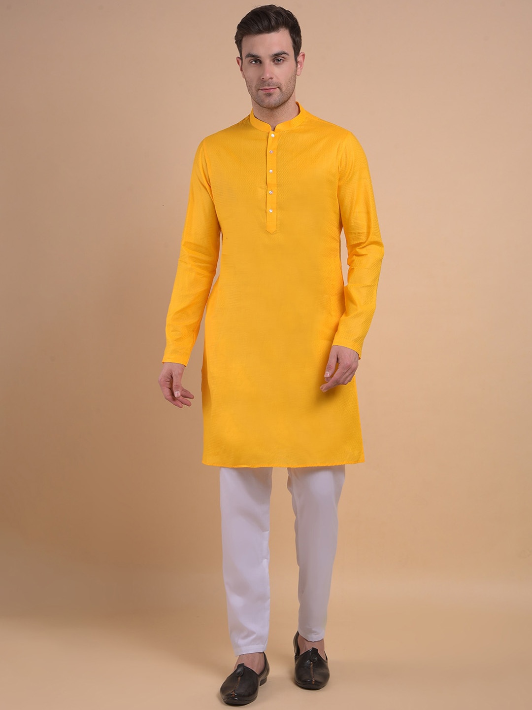 

Anouk Woven Design Regular Kurta with Pyjamas, Yellow