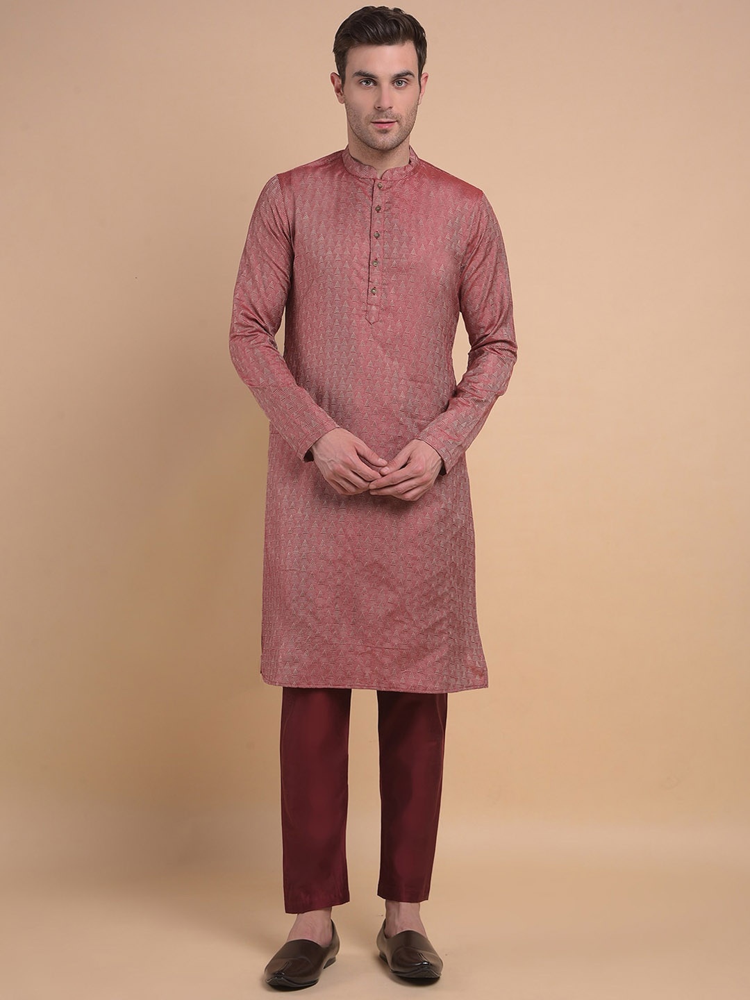 

Anouk Woven Design Regular Kurta with Pyjamas, Maroon