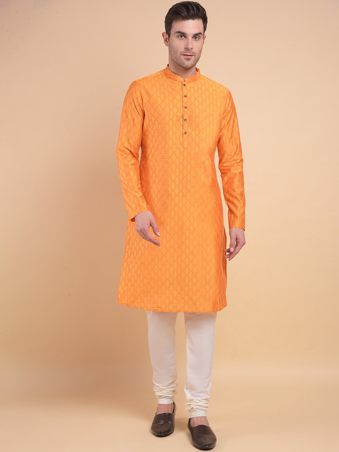 

Anouk Ethnic Motifs Woven Design Regular Kurta with Churidar, Yellow