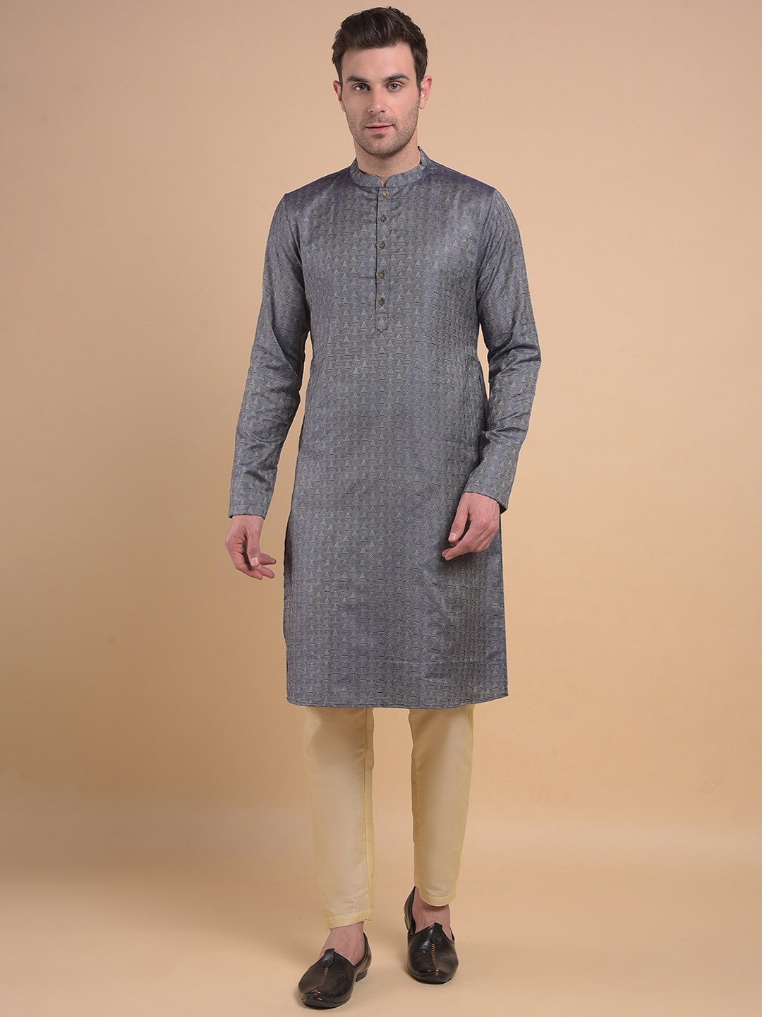 

Anouk Woven Design Regular Kurta with Pyjamas, Navy blue