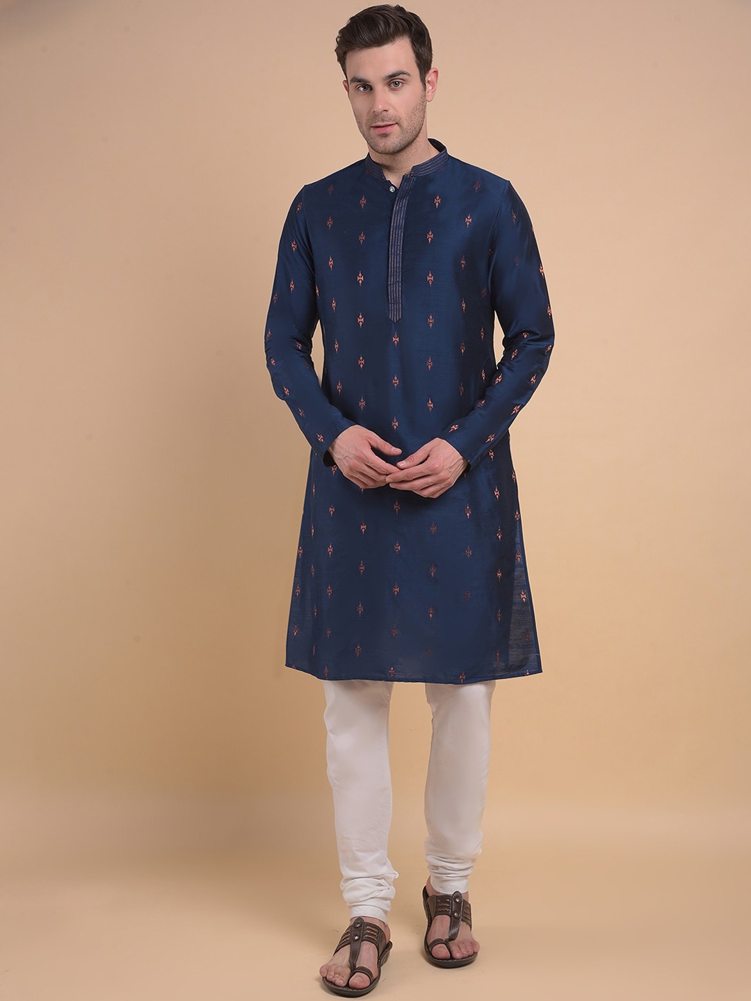 

Anouk Woven Design Regular Kurta with Churidar, Navy blue