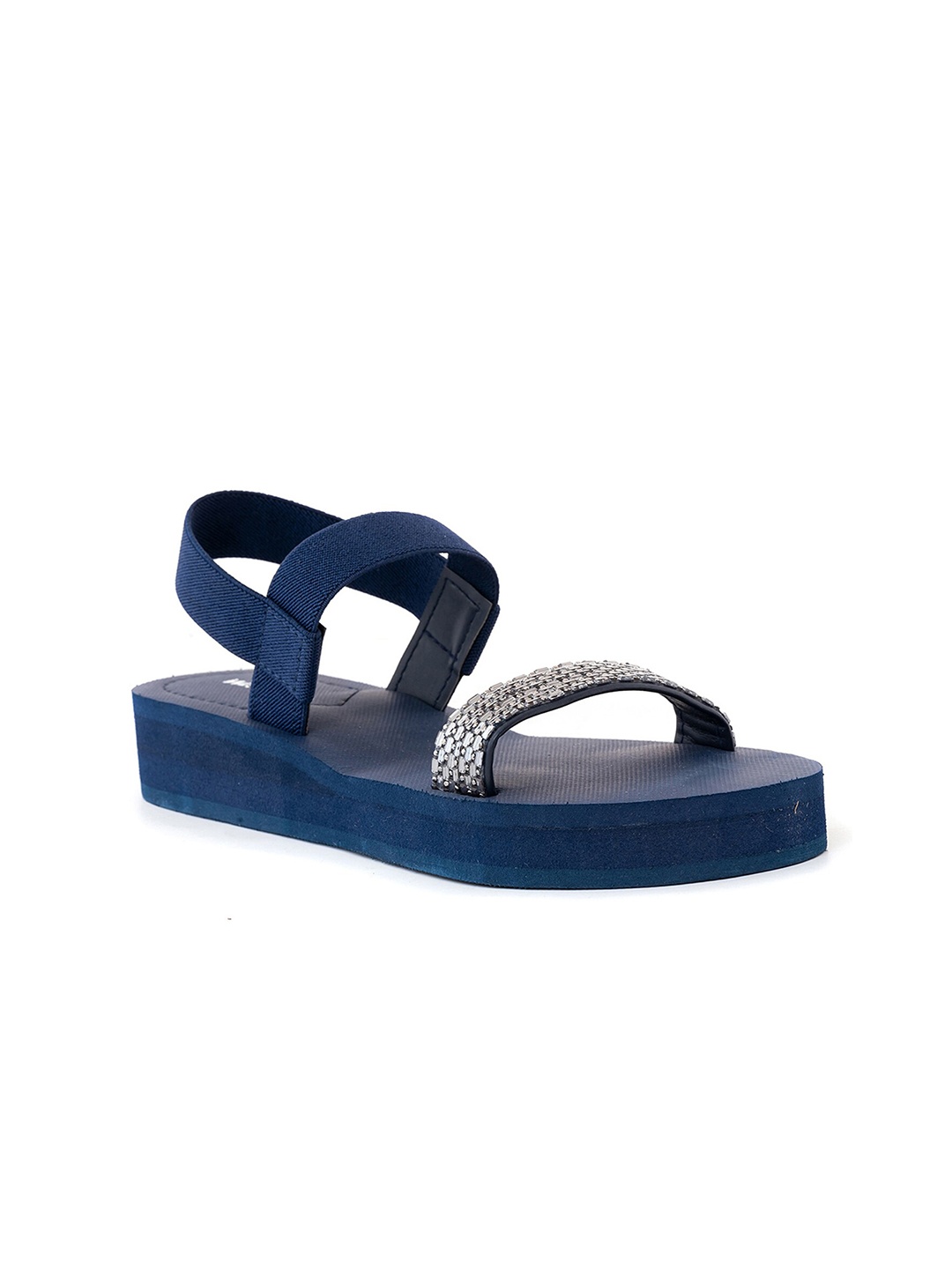 

Khadims Embellished Open Toe Flats, Navy blue