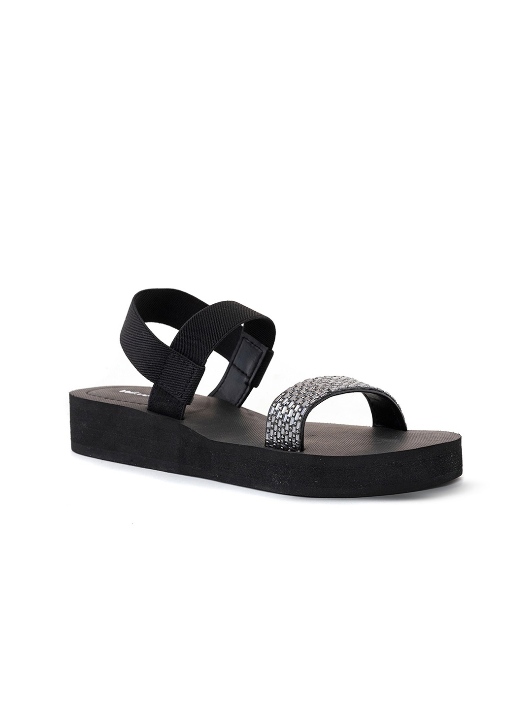 

Khadims Open Toe Flats, Black