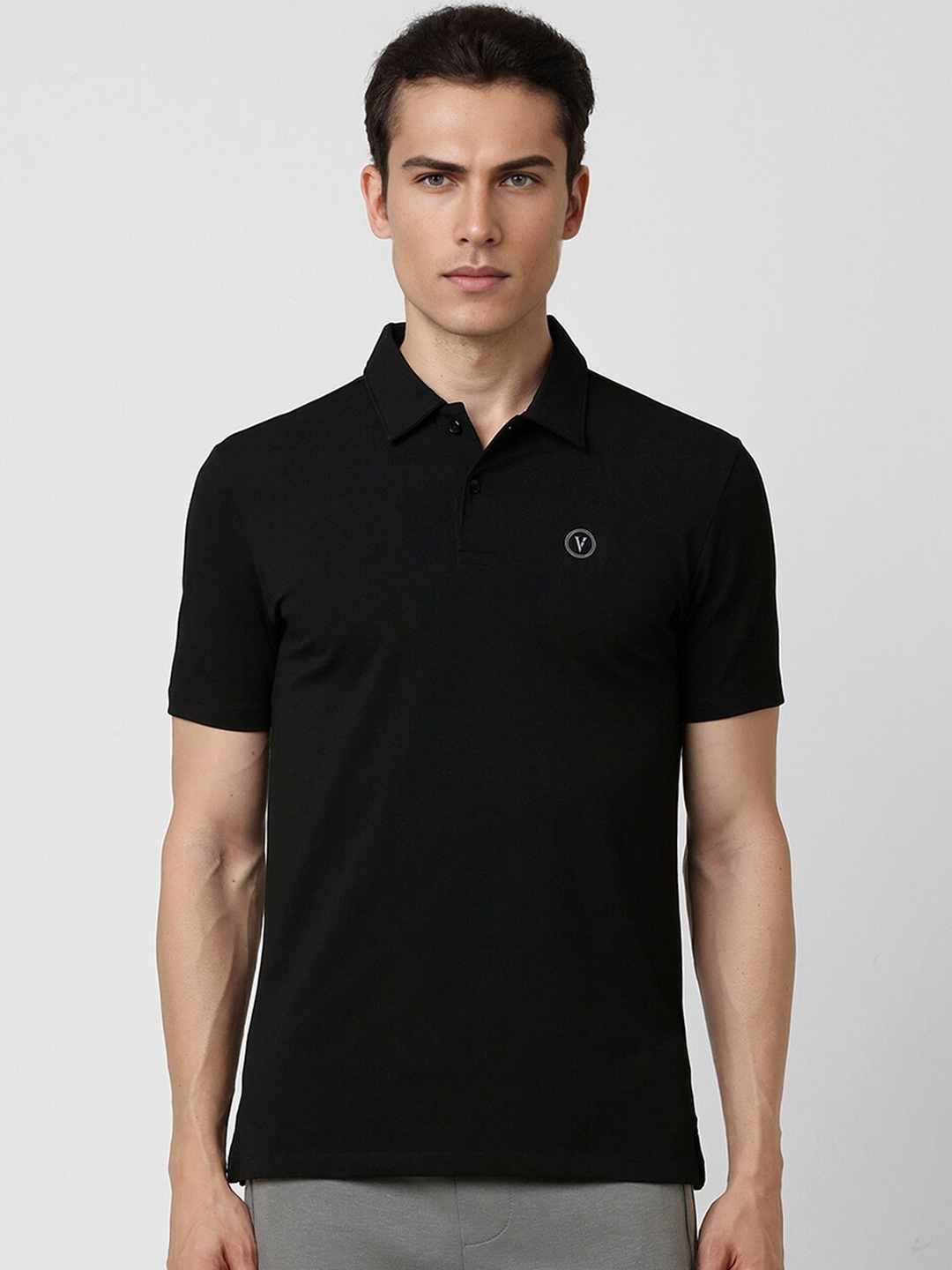

Van Heusen Flex Polo Collar Cotton T-shirt, Black