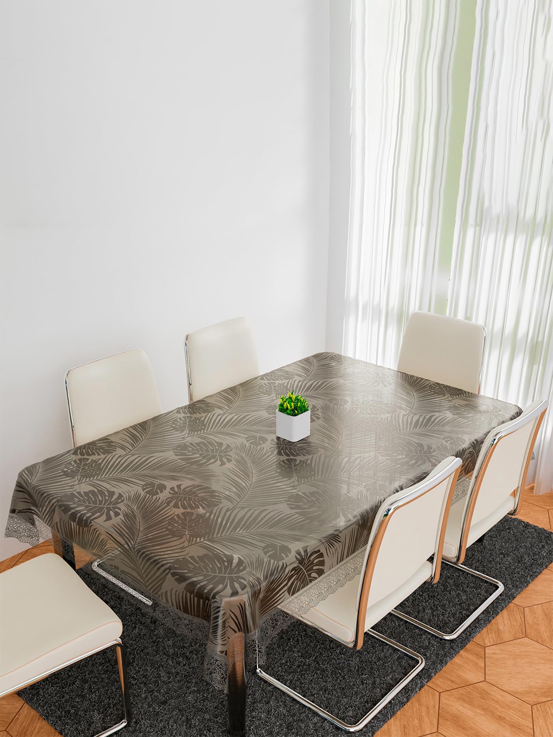 

Kuber Industries Brown Geometric Printed Rectangle 6-Seater Table Cover