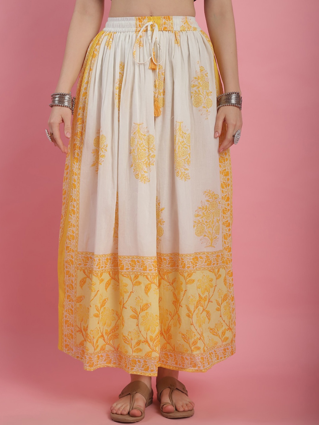 

Prakrti Printed Pure Cotton Flared Skirts, Yellow