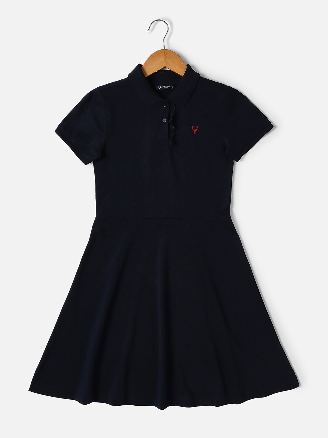 

Allen Solly Junior Girls Shirt Collar Fit & Flare Dress, Navy blue