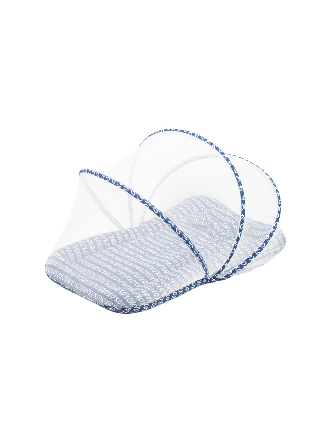 

TIDY SLEEP Infants Printed Mosquito Net & Neck Pillow Baby Gadda Set Baby Bed Set, Navy blue