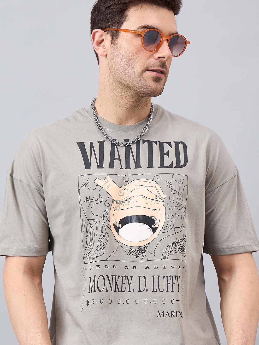 

GESPO Typography Printed Round Neck Short Sleeves Cotton T-shirt, Grey