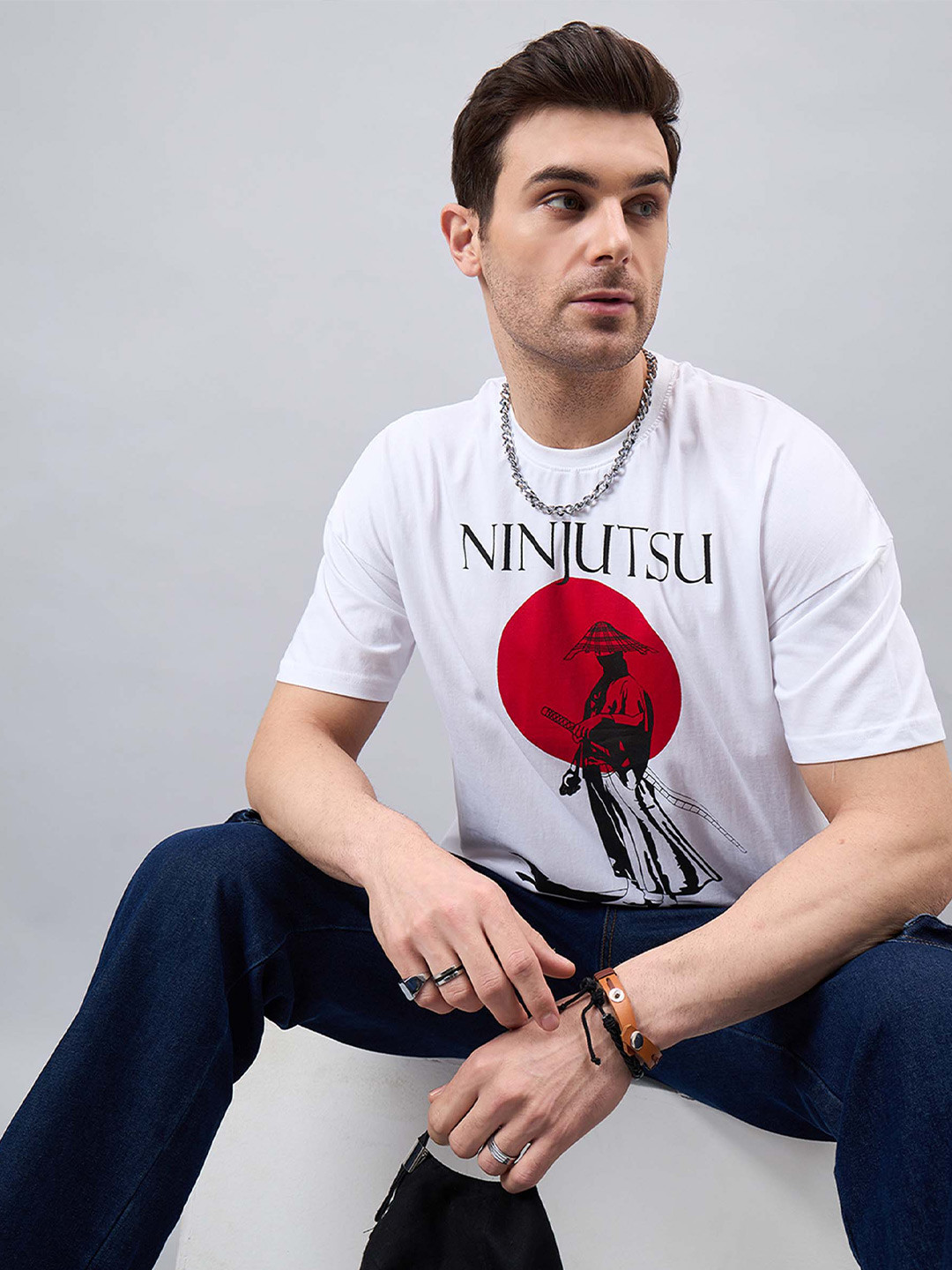 

GESPO Typography Printed T-shirt, White