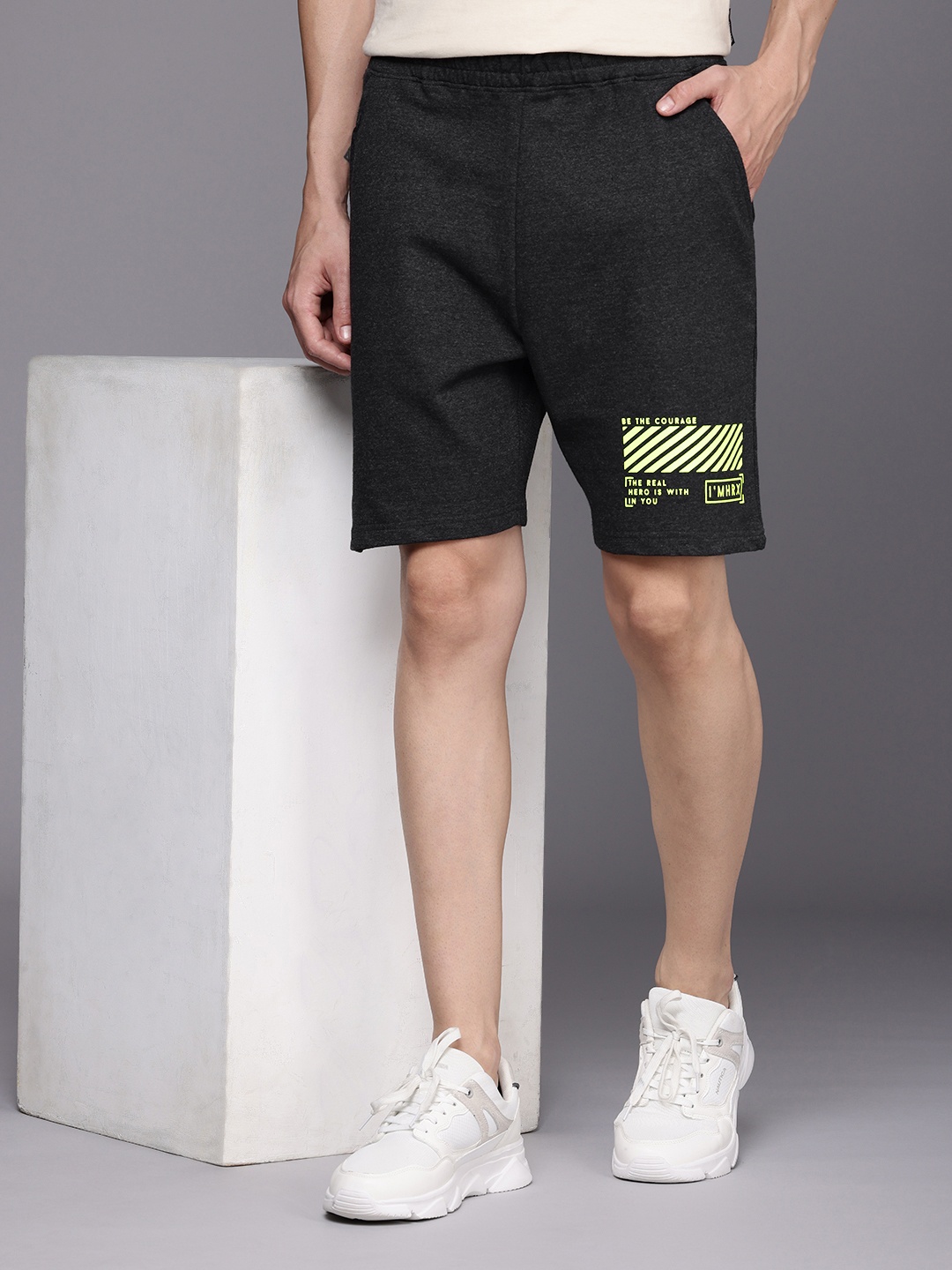 

HRX by Hrithik Roshan Lifestyle Men Printed Shorts, Charcoal