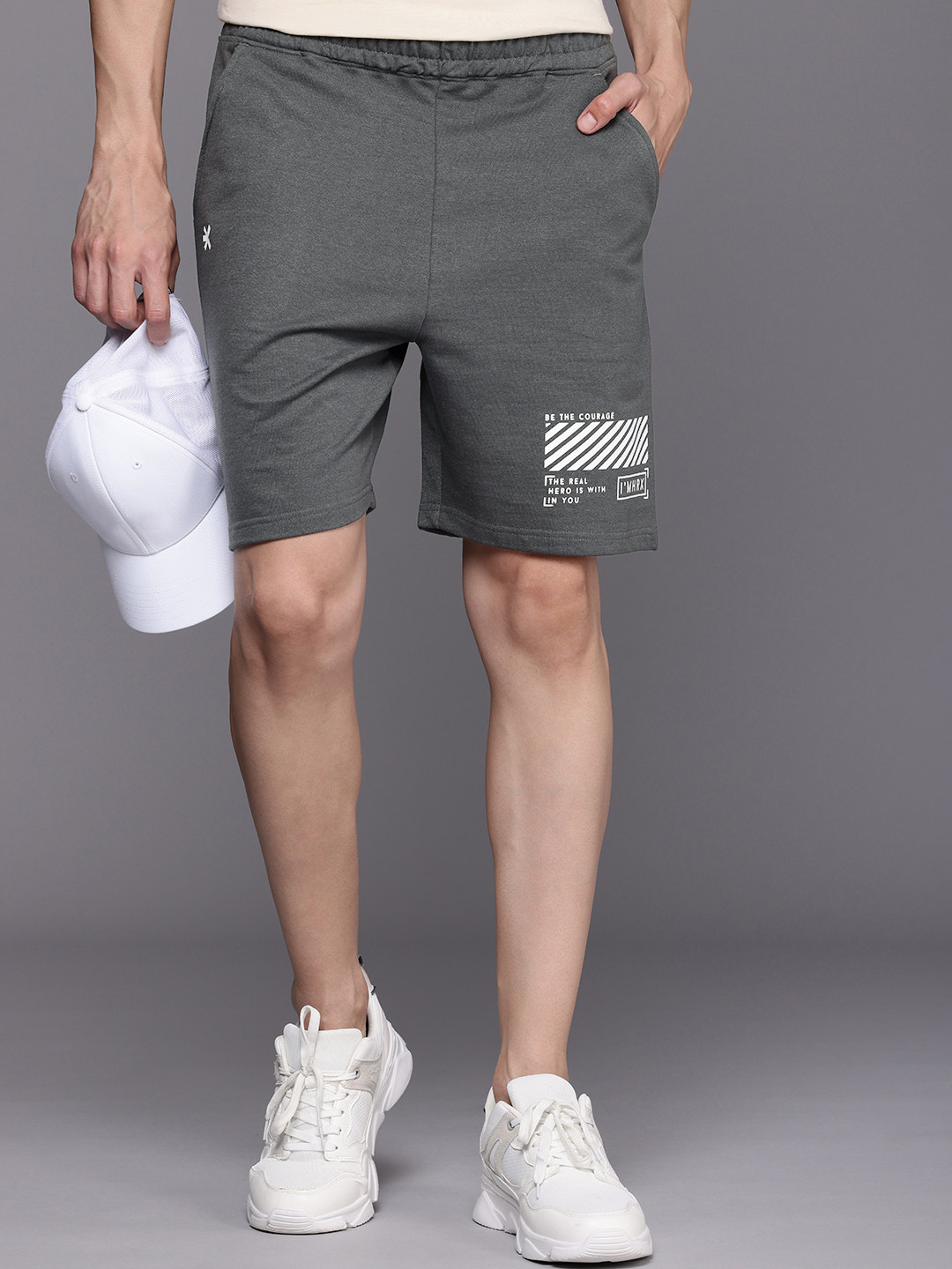 

HRX by Hrithik Roshan Men Typography Printed Shorts, Grey