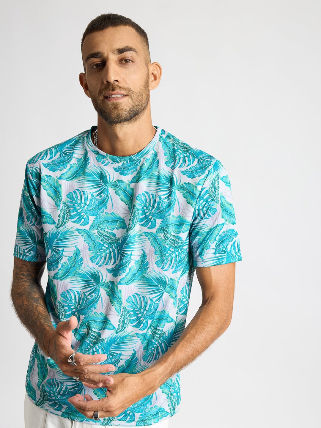 

FREAKINS Floral Printed T-shirt, Grey