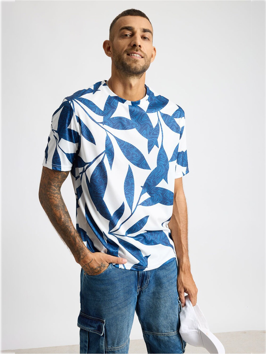 

FREAKINS Floral Printed T-shirt, Blue