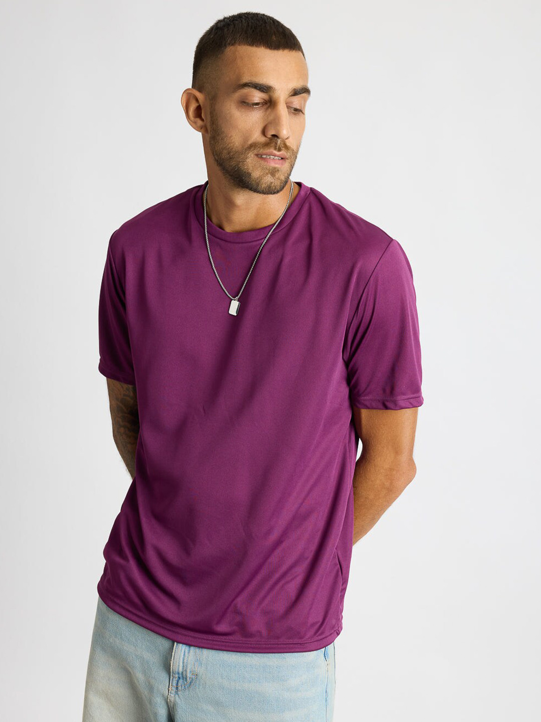 

FREAKINS Round Neck Short Sleeves T-shirt, Purple