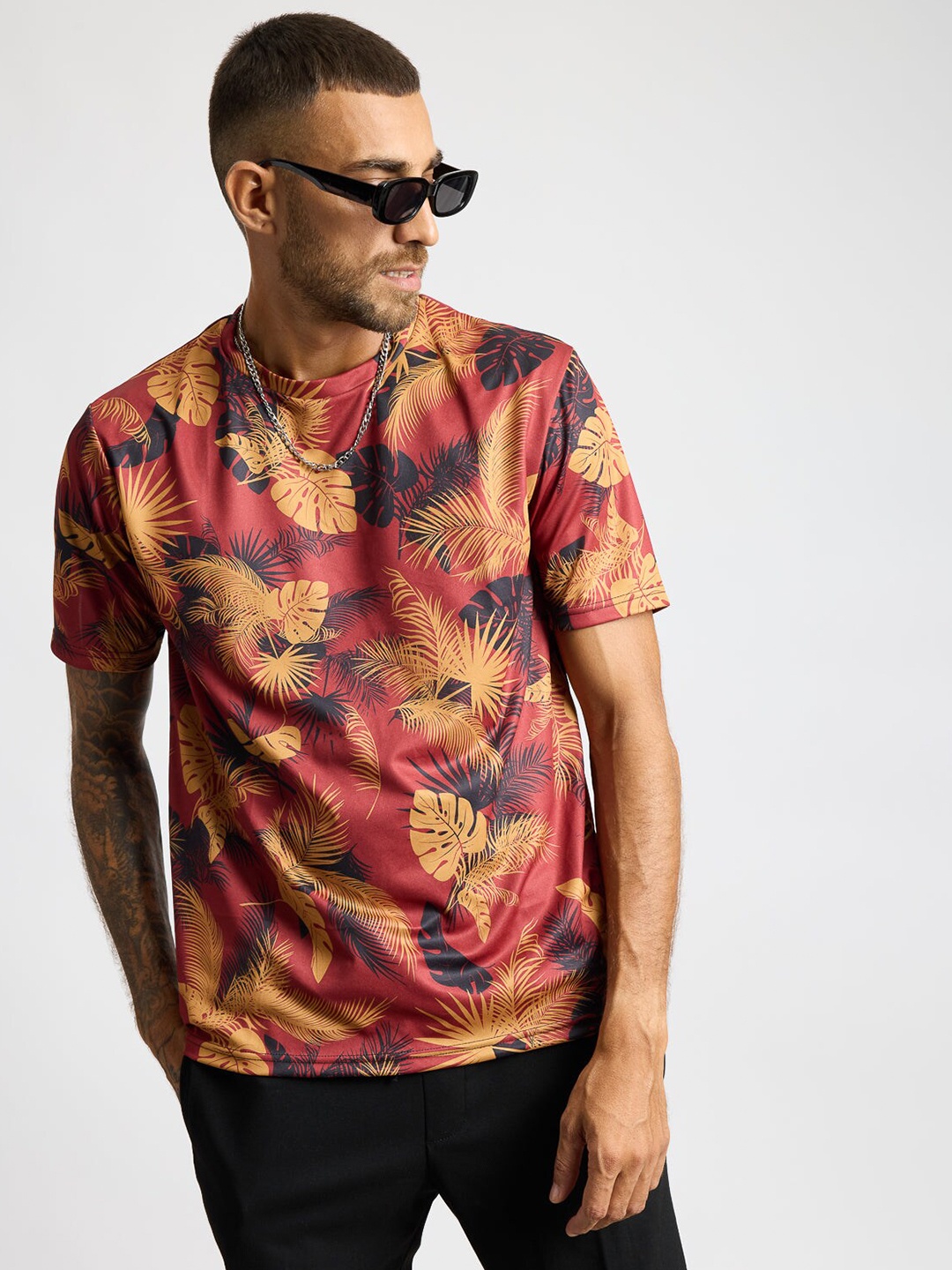

FREAKINS Men Floral Printed T-shirt, Red