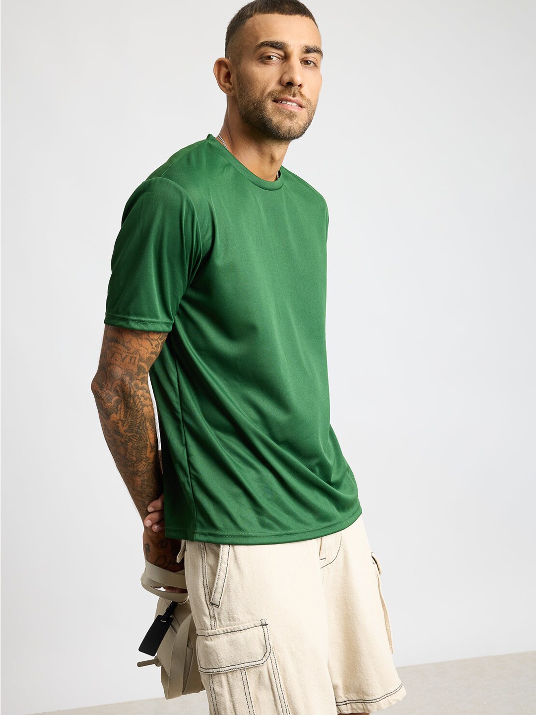 

FREAKINS Round Neck Casual T-shirt, Green