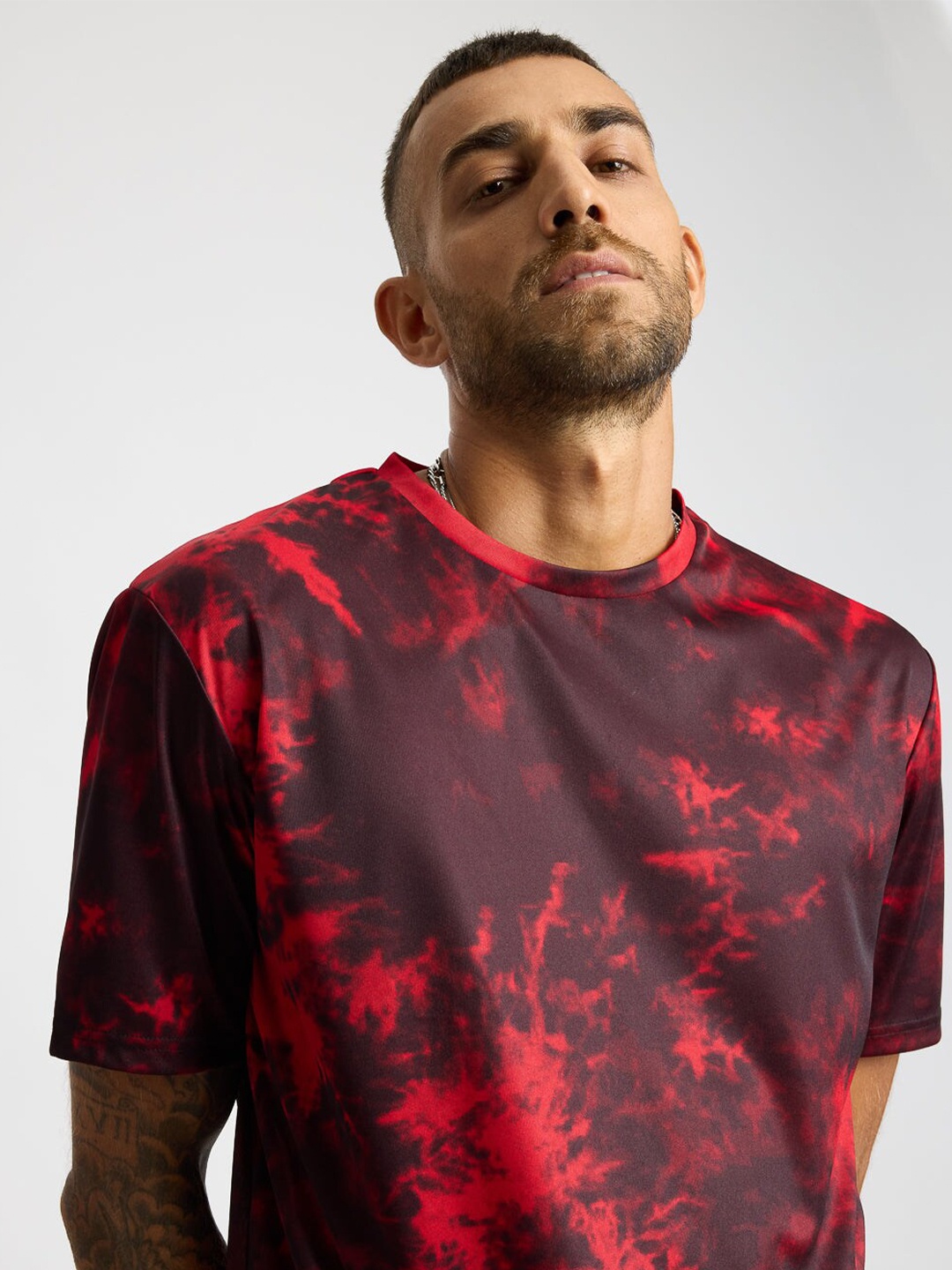 

FREAKINS Abstract Printed Round Neck Casual T-shirt, Red