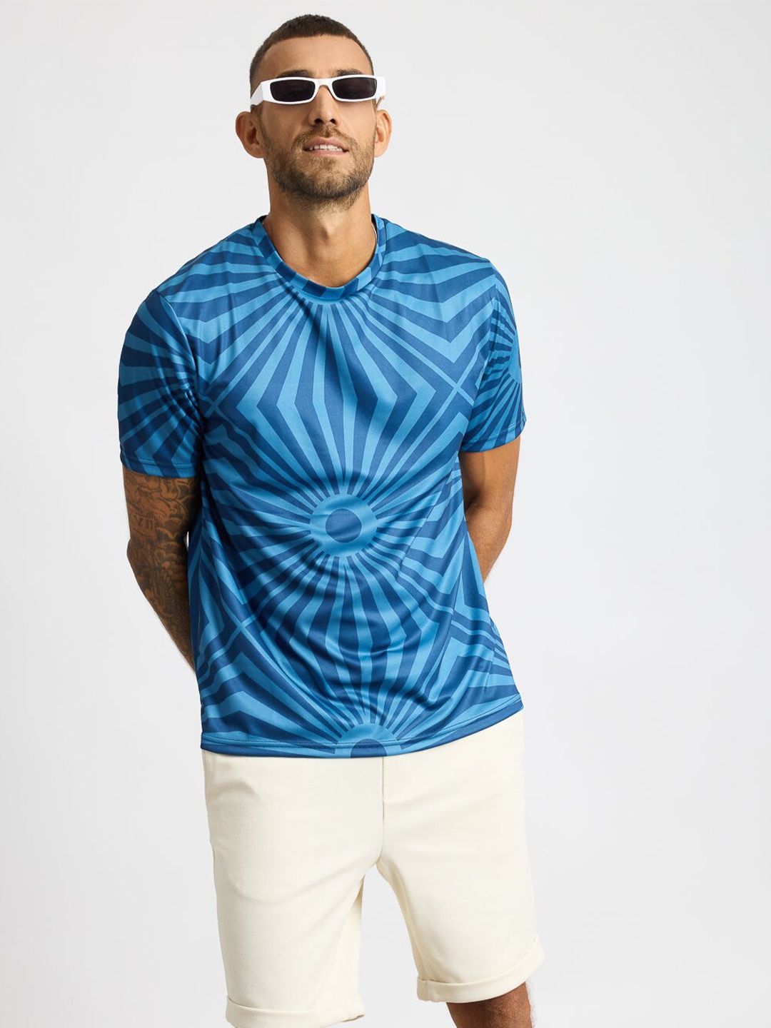 

FREAKINS Geometric Printed T-shirt, Blue