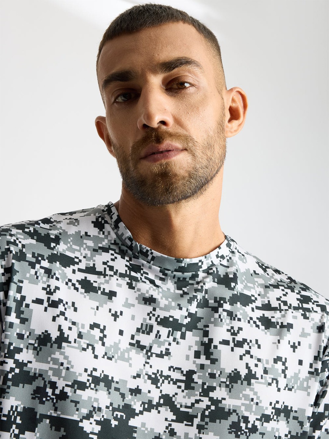 

FREAKINS Abstract Printed Round Neck Short Sleeves T-shirt, Grey