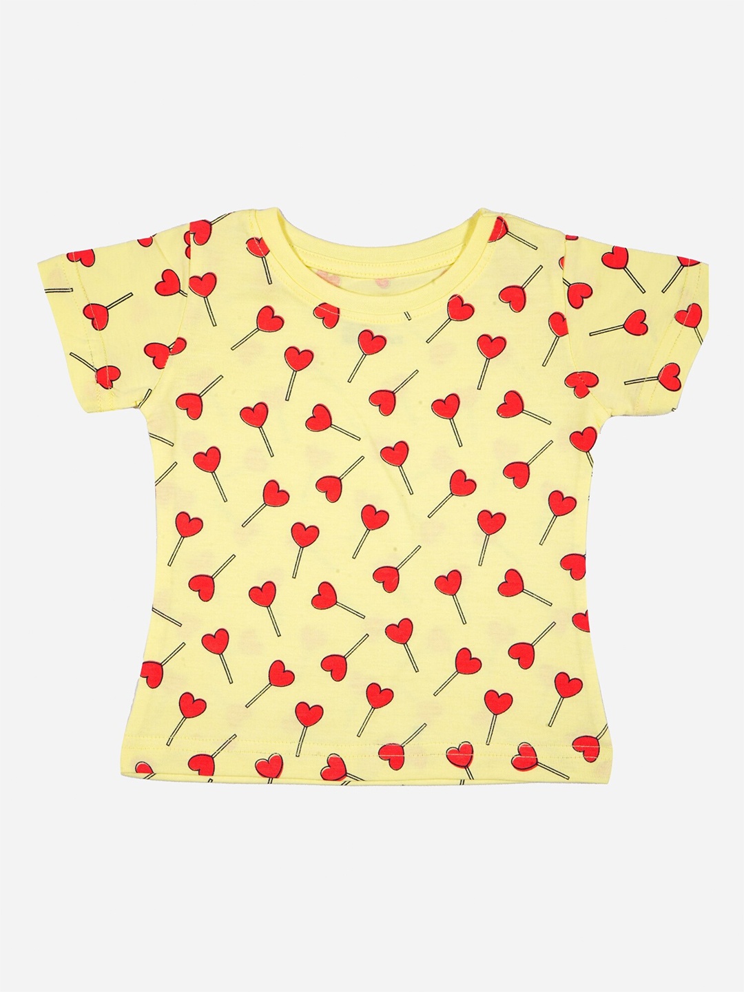

Bodycare Girls Printed Round Neck Short Sleeves Cotton T-shirt, Yellow