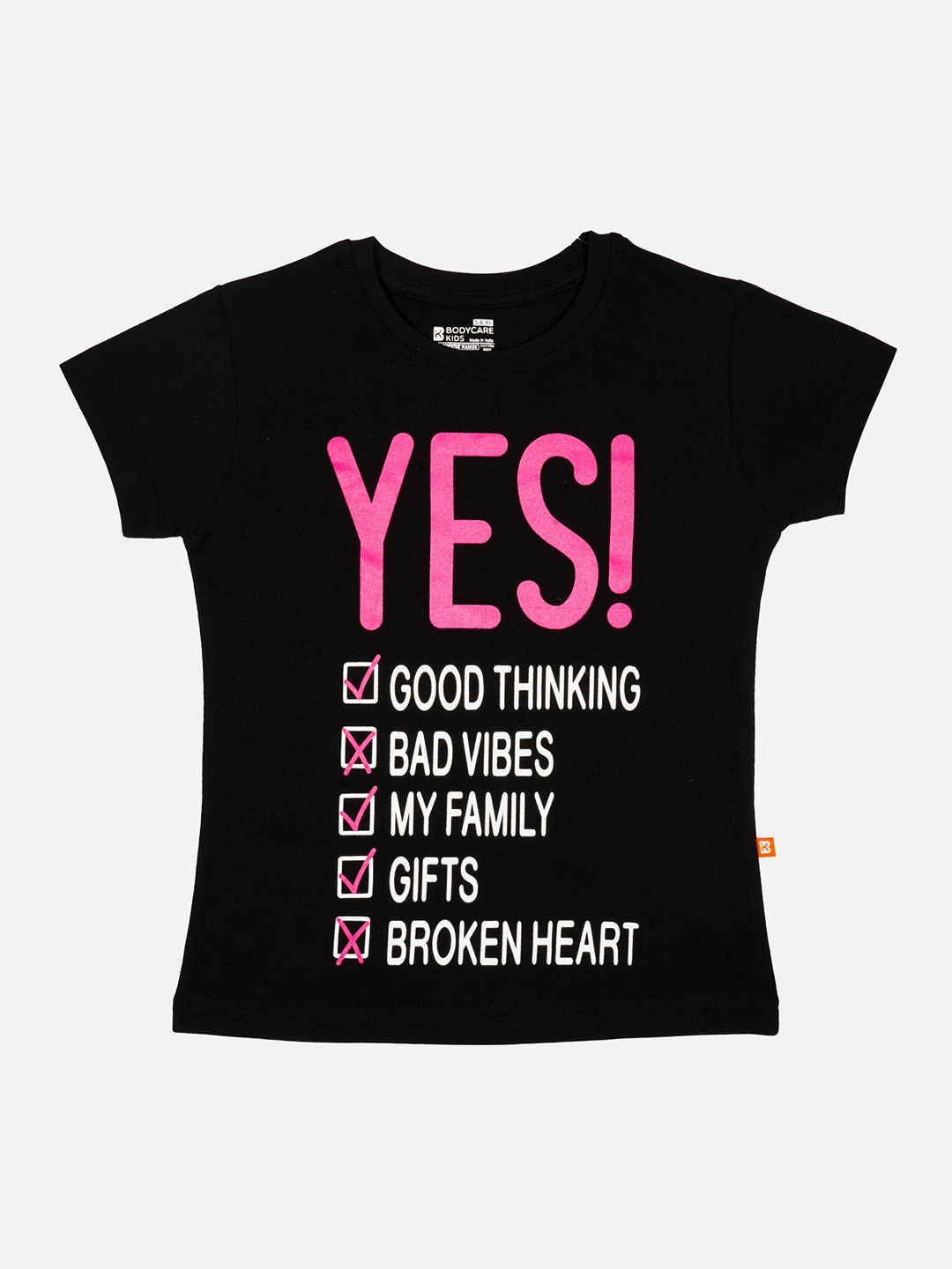 

Bodycare Girls Typography Printed T-shirt, Black