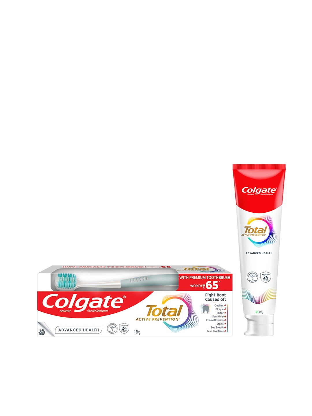 

Colgate Total Advanced Health Antibacterial Toothpaste With Premium Toothbrush - 150g, Red