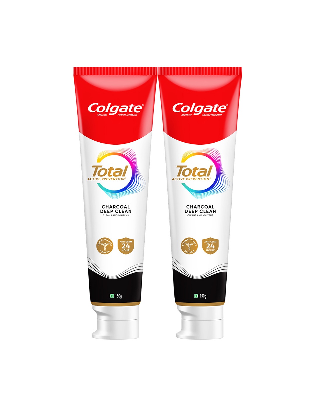 

Colgate Set Of 2 Total Charcoal Deep Clean Antibacterial Toothpaste - 150g Each, Black