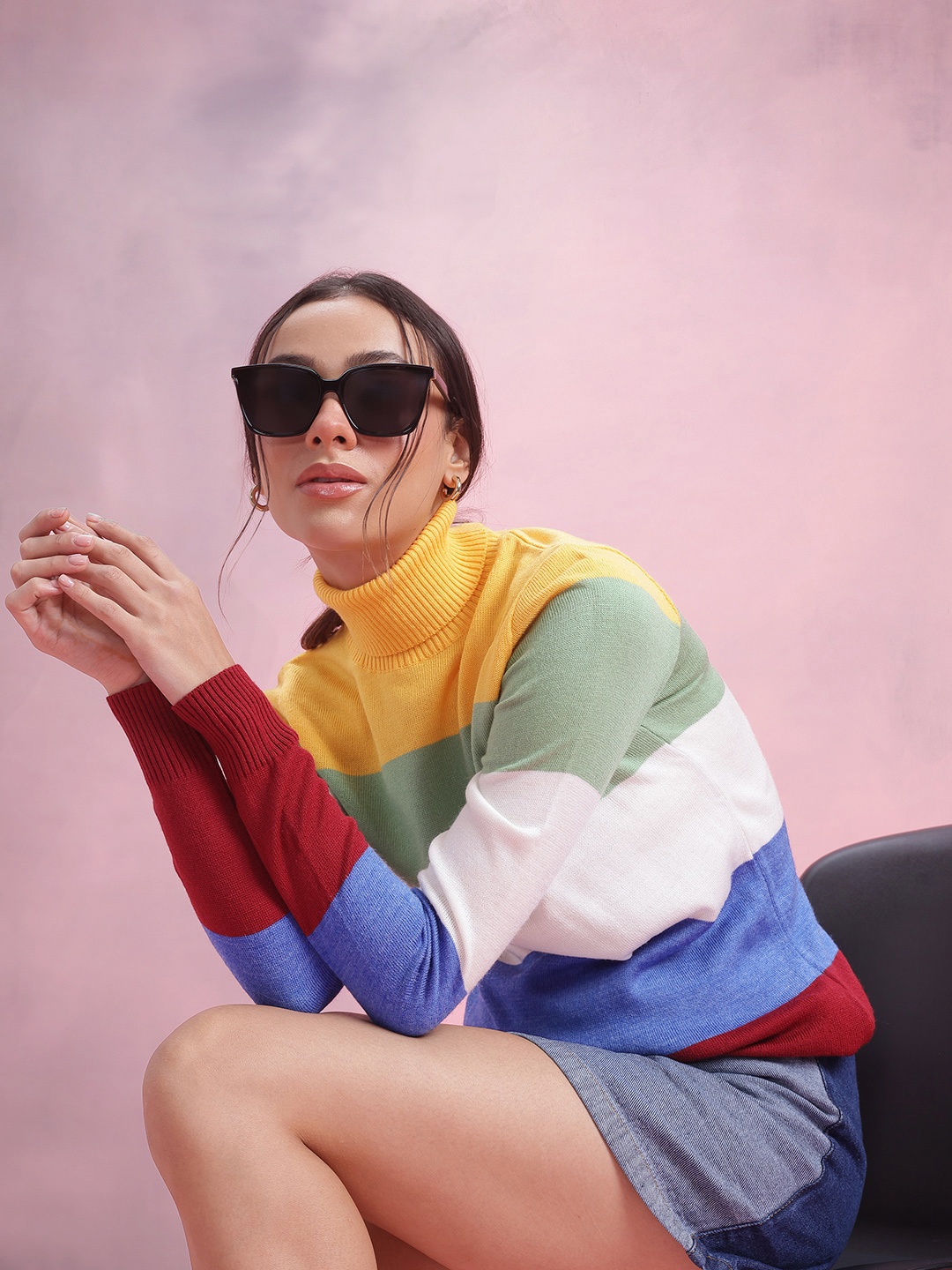 

DressBerry Striped Colourblocked Pullover, Multi