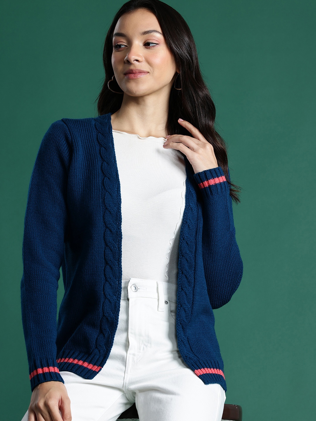 

DressBerry Knitted Front-Open Cardigan, Teal