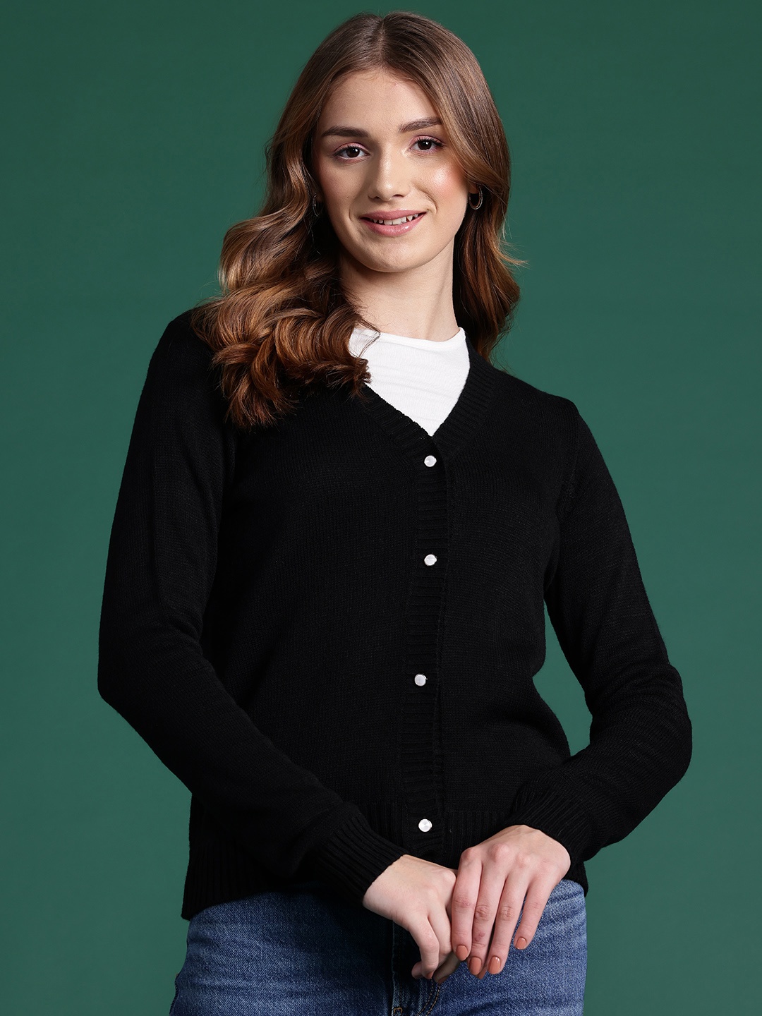 

DressBerry Front-Open Cardigan, Black