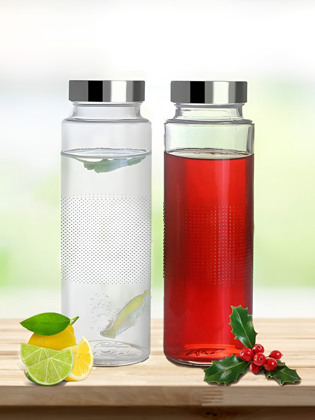 

tyche enterprises Transparent 3 Pcs Glass Water Bottle 500 ml