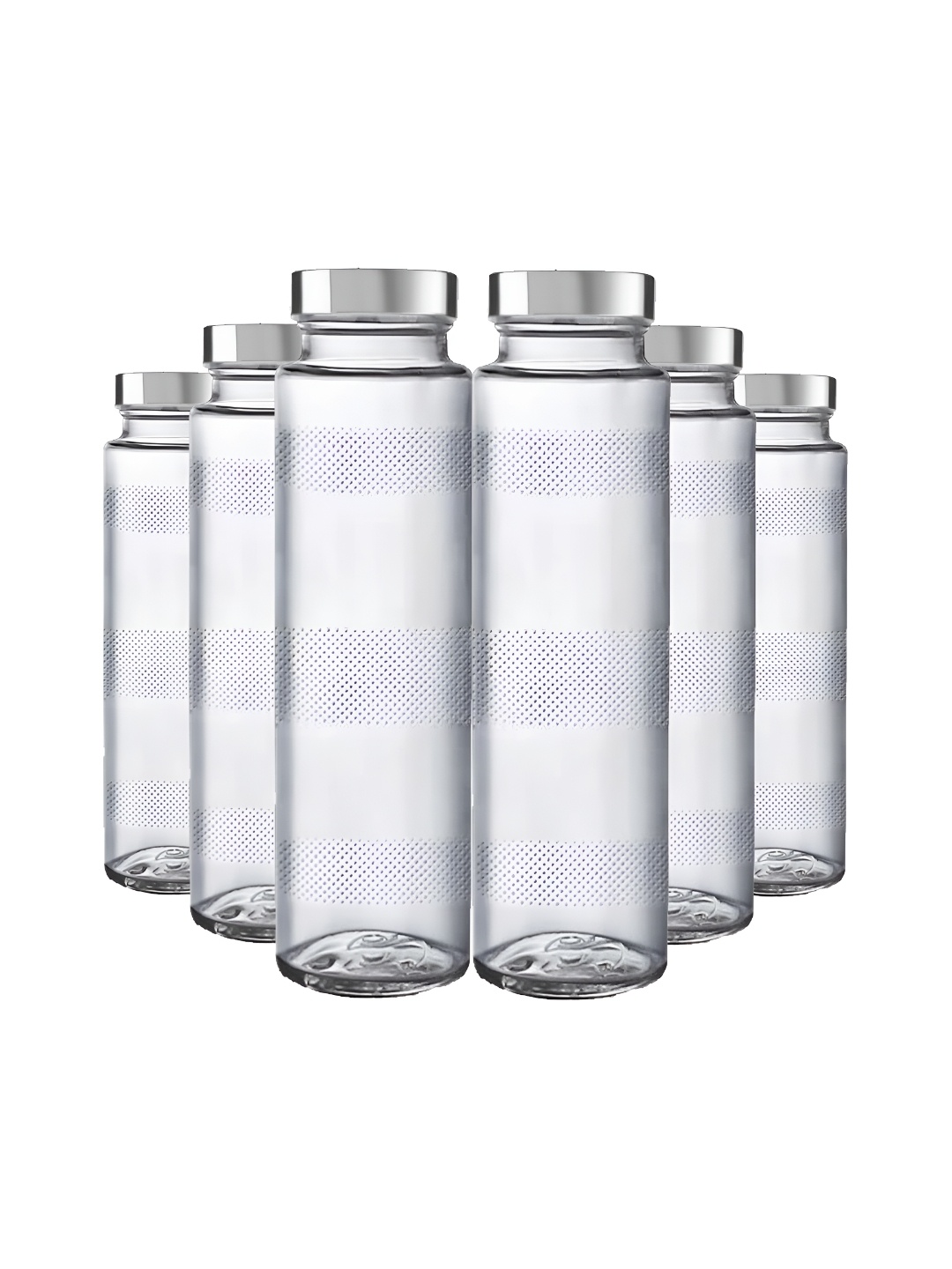 

tyche enterprises Transparent 6 Pcs Glass Water Bottle 750 ml