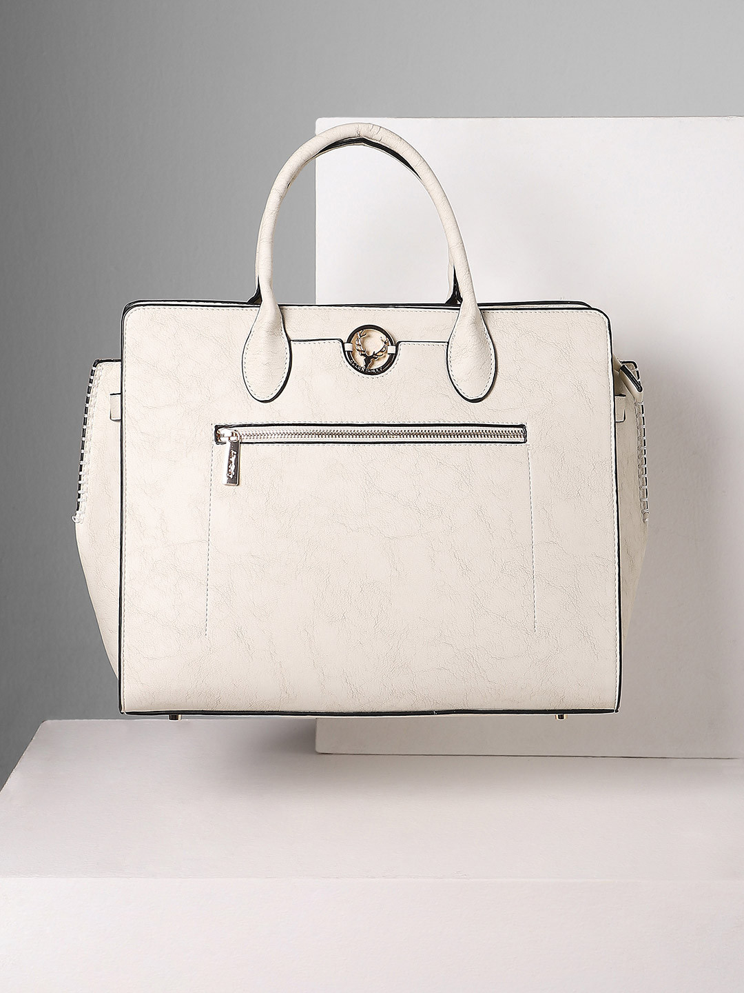 

Allen Solly Woman Structured Handheld Bag, Cream