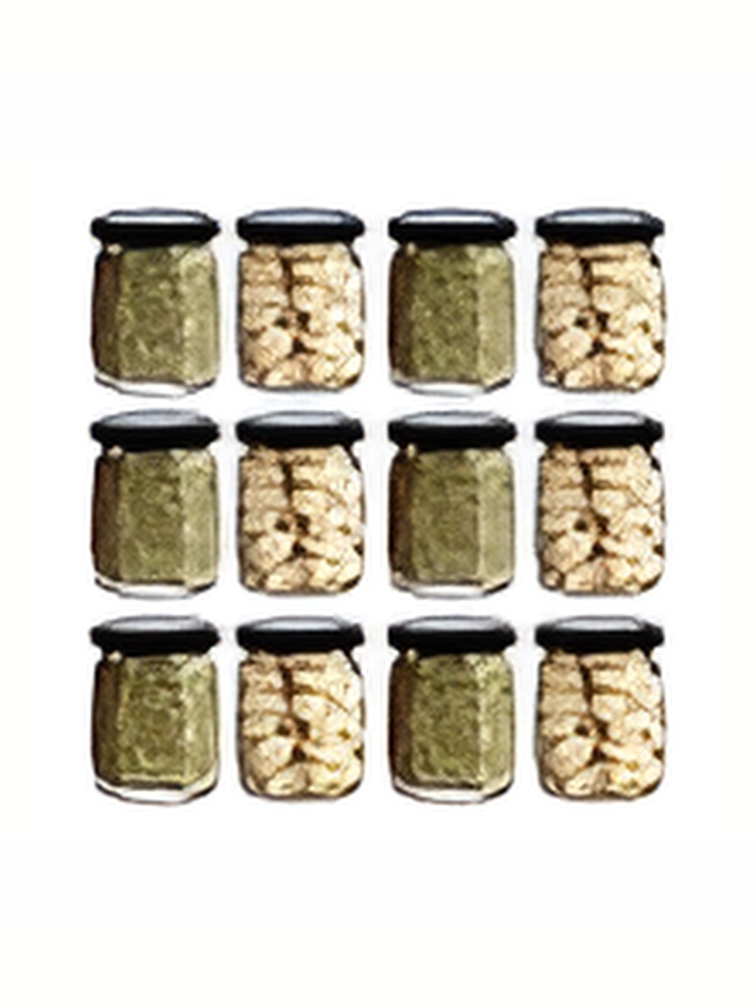 

tyche enterprises Piramal 12 Pcs Transparent Glass Hexagonal Storage Containers-120ml Each