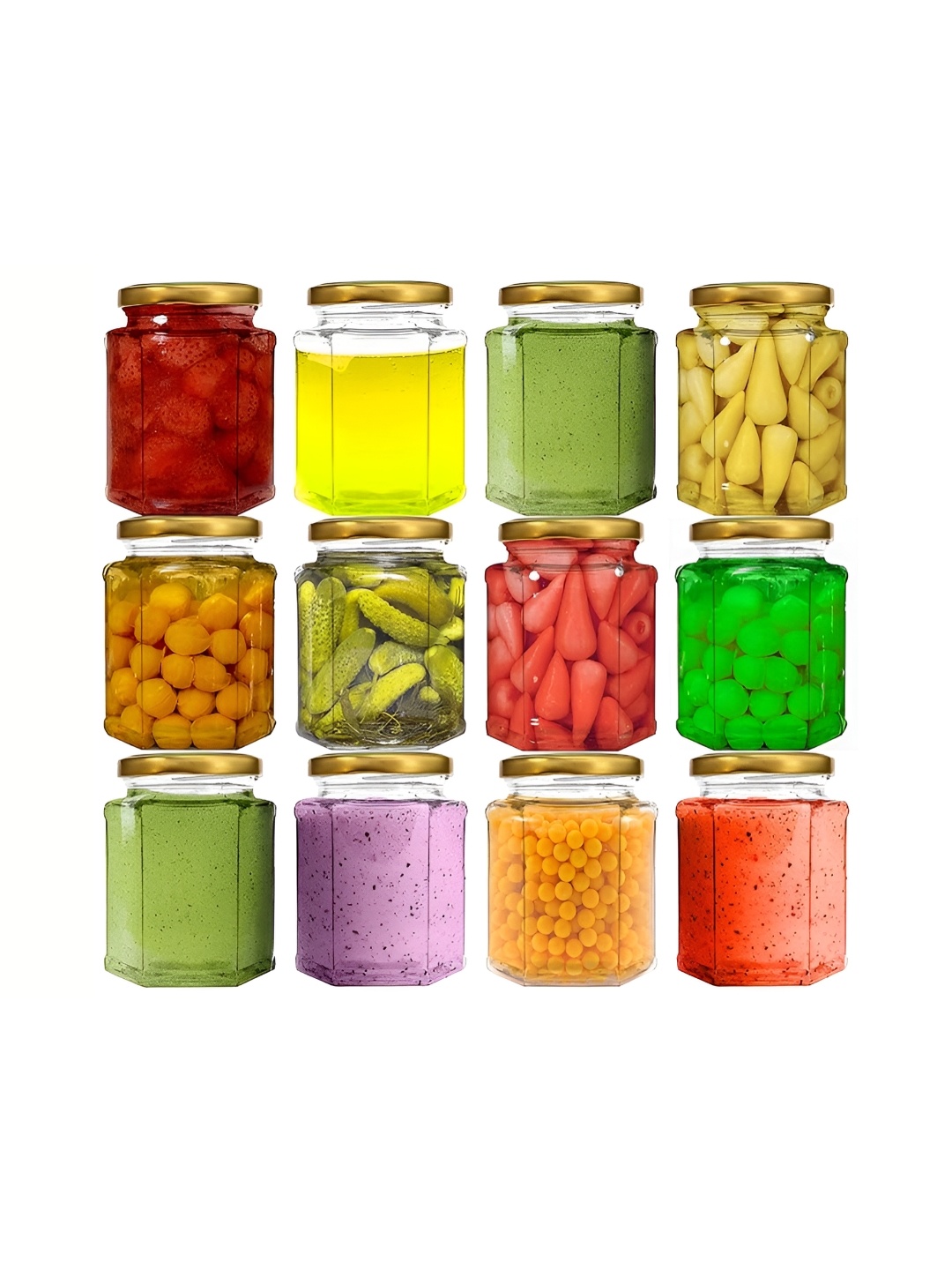 

tyche enterprises Piramal 12 Pcs Transparent Glass Round Storage Containers-250 ml Each