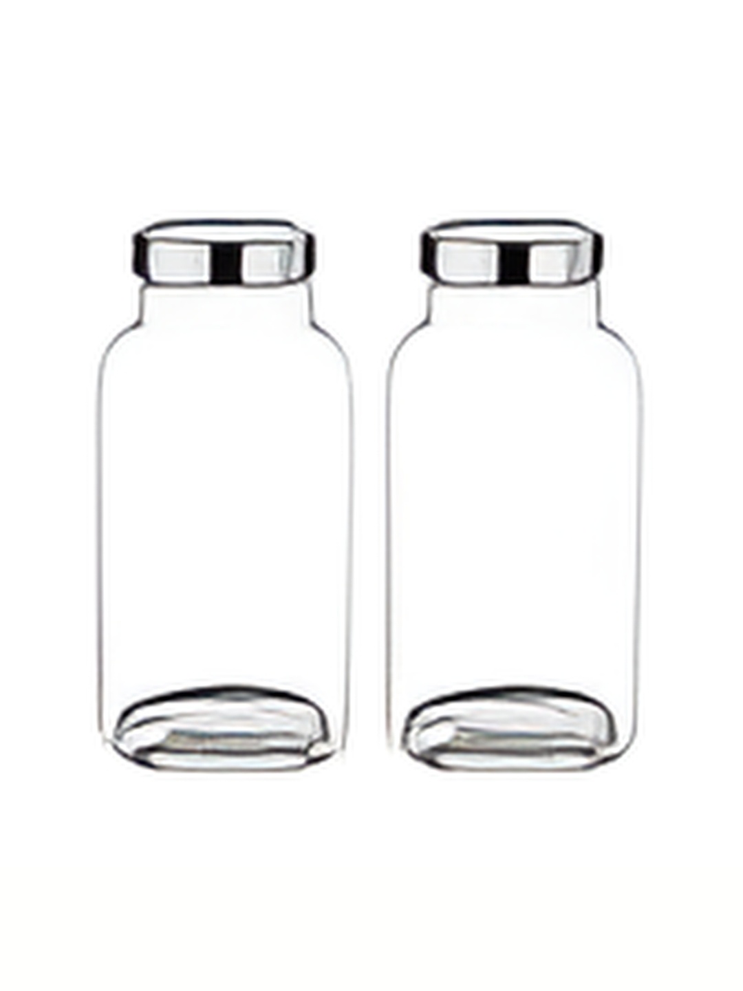 

tyche enterprises Transparent & Silver Toned 2 Pieces Glass Containers 3 L Each