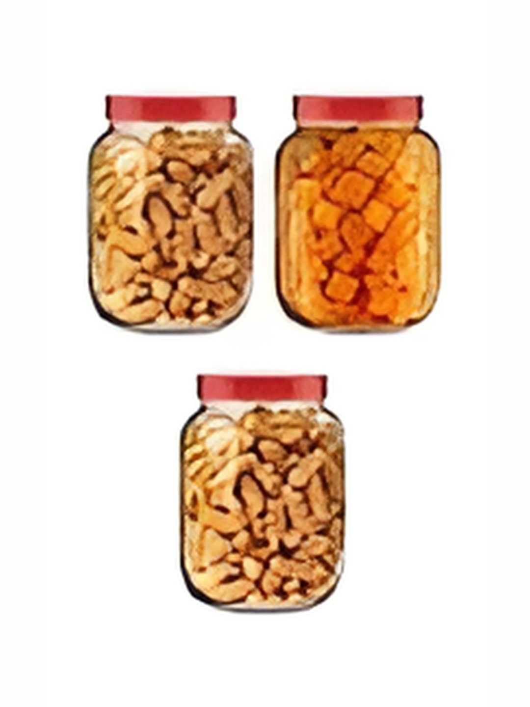 

tyche enterprises Transparent & Red 3 Pieces Glass Containers 3 L Each