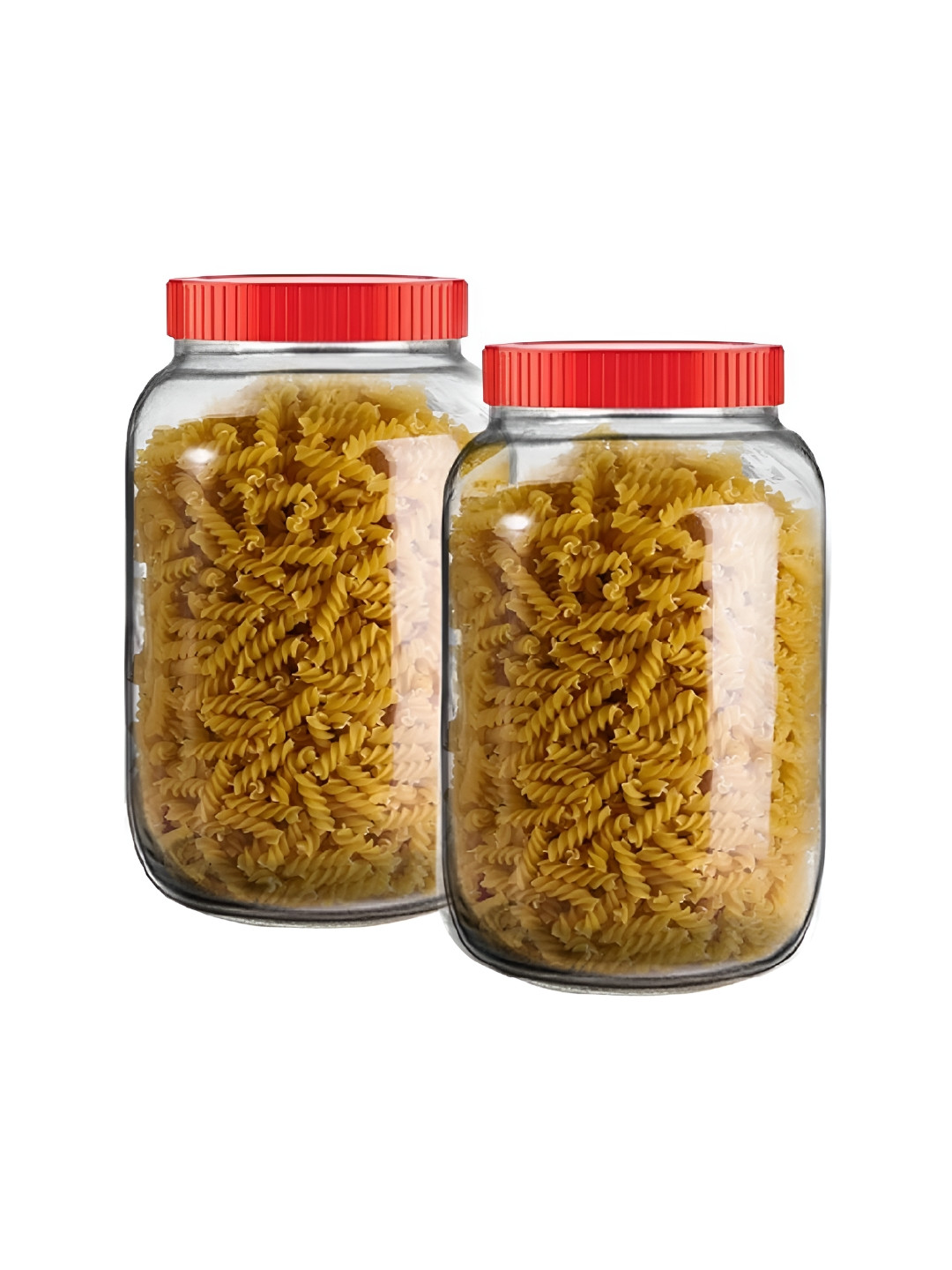 

tyche enterprises 2-Pcs Transparent Glass Round Containers with Lid-2L Each