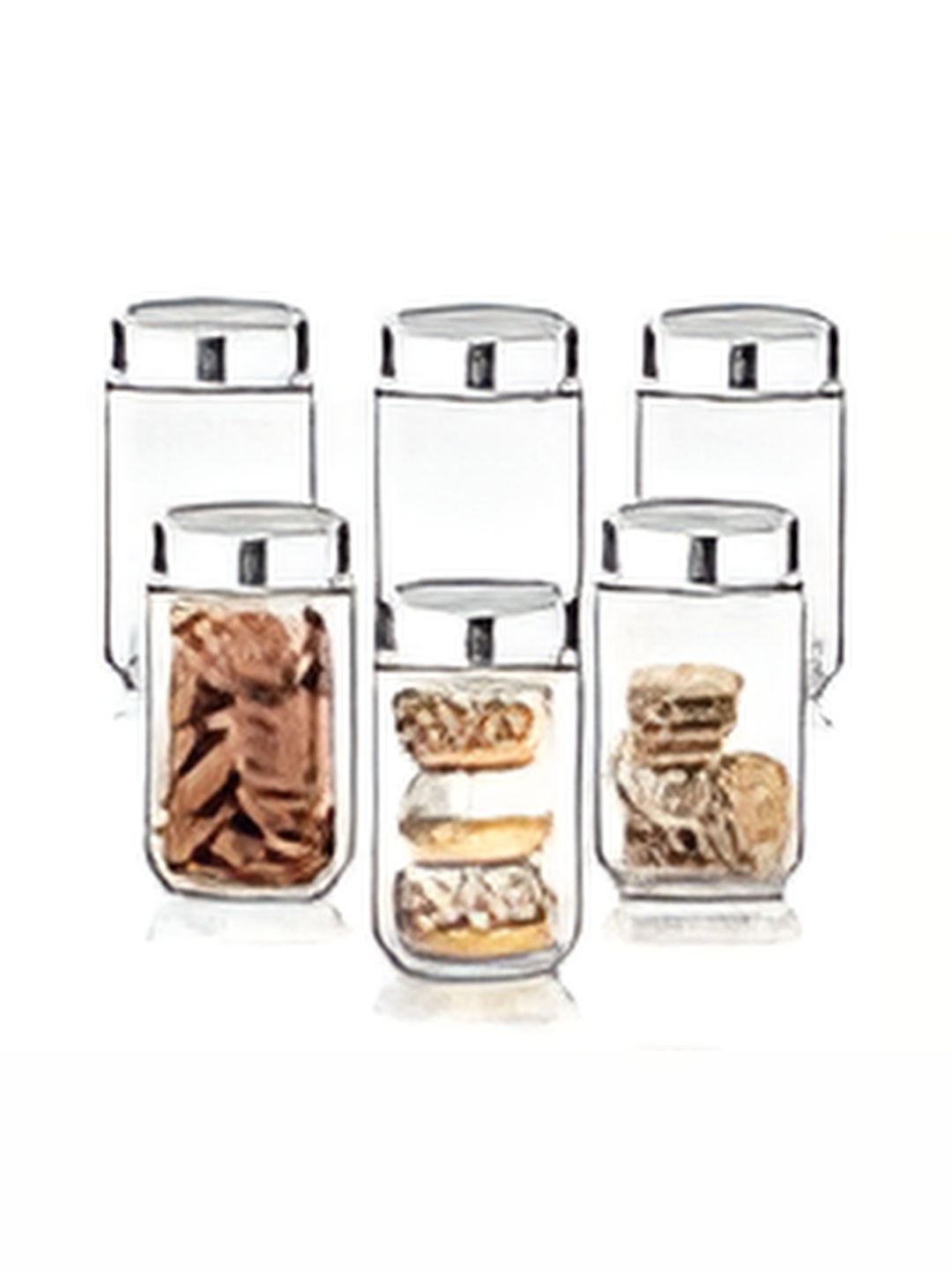 

tyche enterprises 6-Pcs Transparent Glass Containers with Lid-1L Each