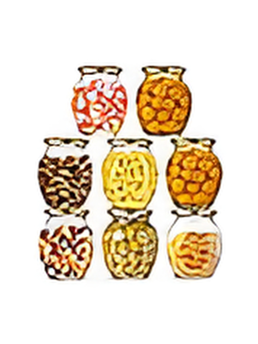 

tyche enterprises 8-Pcs Transparent Glass Containers with Lid 400 ml Each